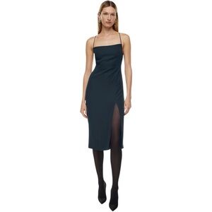 Aritzia Babaton Success Dress MIDI Slip‎ Minimalist Dark Navy Slit Strappy 4